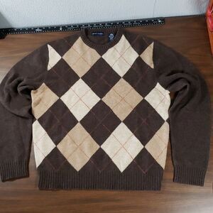 Grant Thomas Super Soft 100% Wool Argyle Crew Neck Sweater L